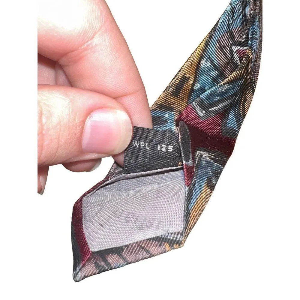 Christian Dior Monsieur Red And Blur Abstract Handmade Neck Tie